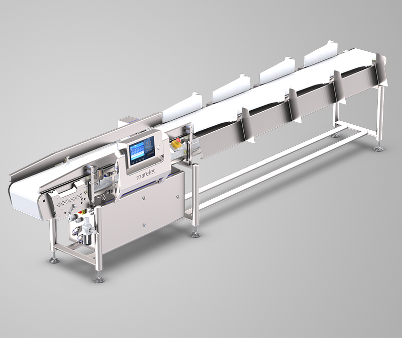 Compact grading solution to sort and batch meat products