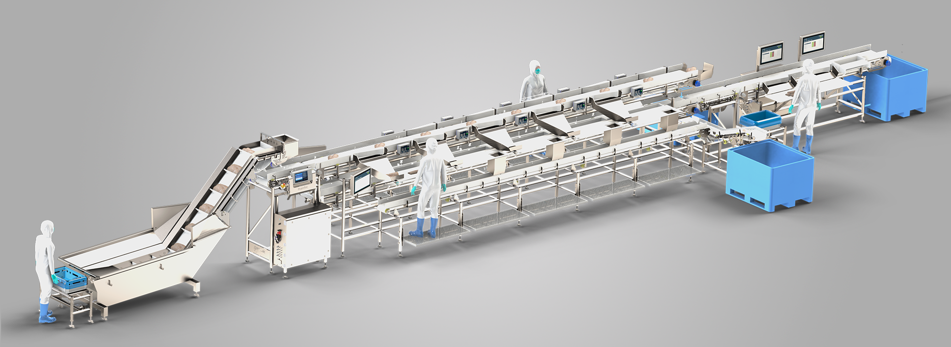 Intelligent fish trim line monitoring live yield, capacity, and quality per operator